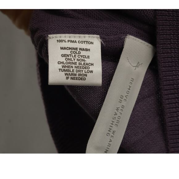 Ann Taylor Loft Women's 100% Pima Cotton VNeck Sweater Long Sleeve Size L Purple - Picture 4 of 4